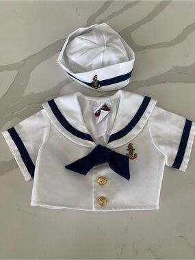 Vtg Good Lad Sailor navy seals baby Outfit 2pc gold embroidered anchor Top & Hat